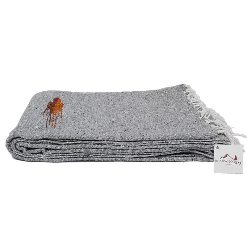 Open Road Goods Yoga Blanket - Thick Mexican Thunderbird Blanket - Handmade and Made for Yoga! (Grey) - Image 4